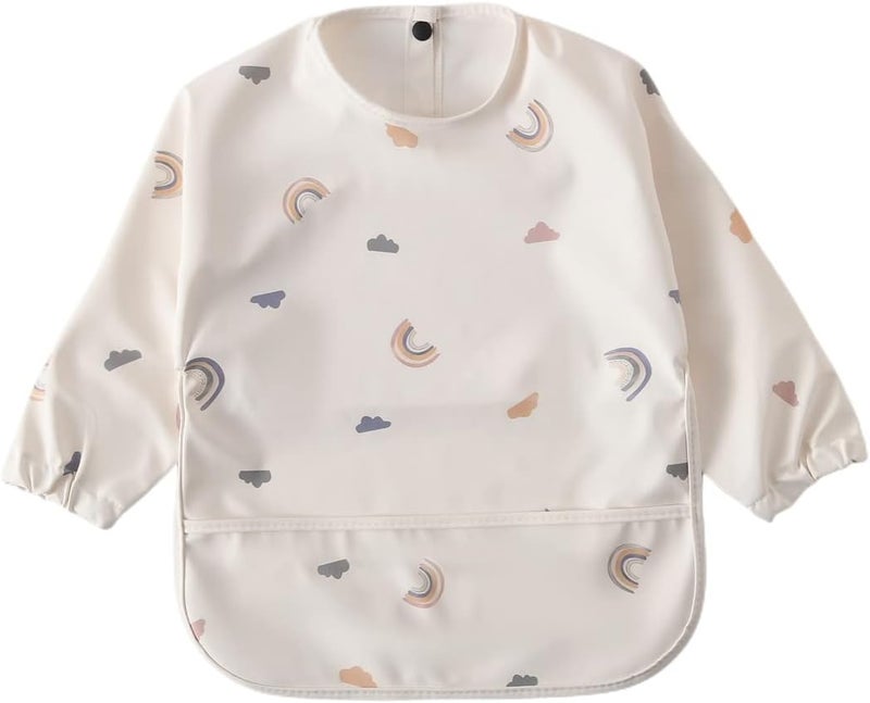 GZMM Waterproof Long Sleeve Baby Bib with Rainbow Design - Image 1